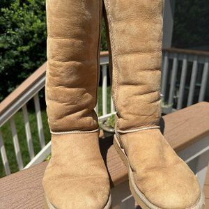 UGG Brown Suede Classic Tall Shearling Boots 5815 - Women's 10